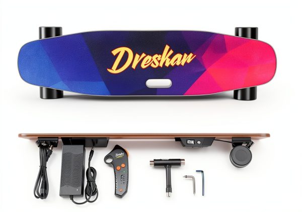 DresKar Electric Longboard Pink 450W Motor Adult Skateboard-5