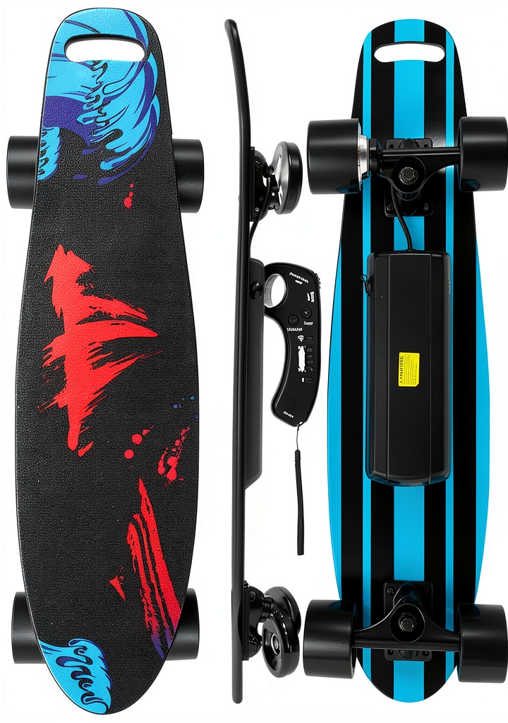 Teen riding EBOSSOM electric skateboard on a city sidewalk