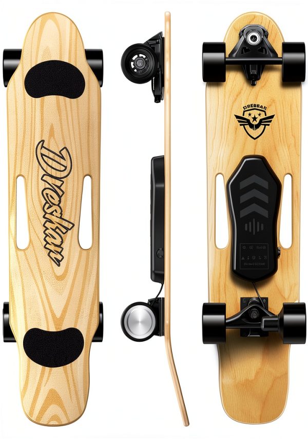 DresKar Electric Longboard Khaki Maple Wood Adult Skateboard-0