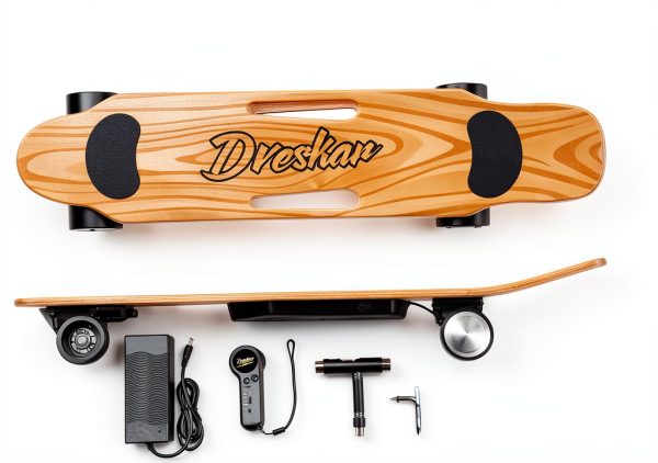 DresKar Electric Longboard Khaki Maple Wood Adult Skateboard-7