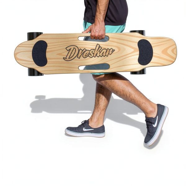 DresKar Electric Longboard Khaki Maple Wood Adult Skateboard-5