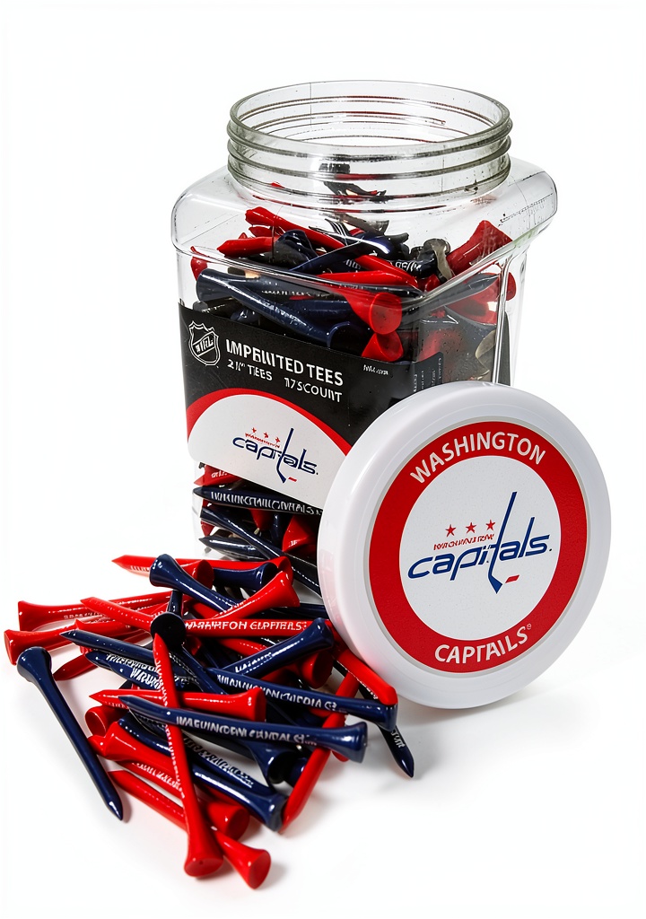 Team Golf wooden tee jar displayed on a golf bag