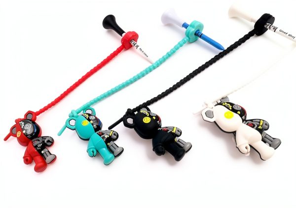 LUCIDDREAM Golf Tee Hanger Robot Bear 4Pcs Mixed Color Silicone Hook-4