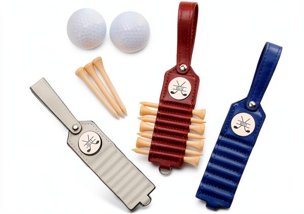 Golf Tee Holder Deironply Leather Accessory with Ball Marker-1