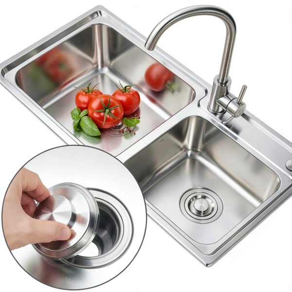 Kitchen Sink Stopper 2 Pack Stainless Steel Plug Fits 3 1/2 Inch Drain-4