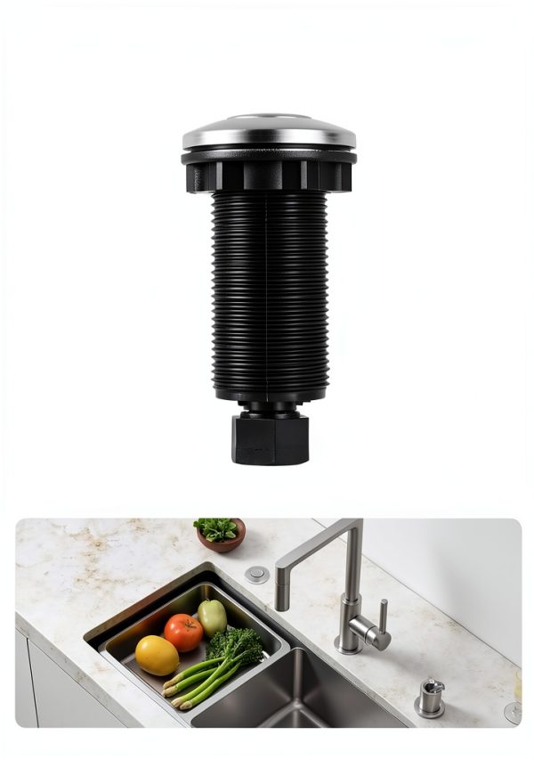 VEVOR Garbage Disposal Air Switch Kit, Dual Outlet Sink Top Air Switch for Food Waste Disposal, 3.5-inch Long Brushed Silver Stainless Steel ON/OFF Air Button for Granite, Marble, Quartz Countertops-1