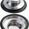 Kitchen Sink Stopper 2 Pack Stainless Steel Plug Fits 3 1/2 Inch Drain-3