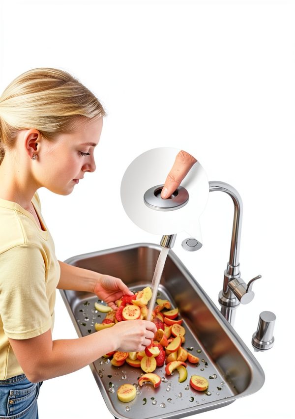 VEVOR Garbage Disposal Air Switch Kit, Dual Outlet Sink Top Air Switch for Food Waste Disposal, 3.5-inch Long Brushed Silver Stainless Steel ON/OFF Air Button for Granite, Marble, Quartz Countertops-4
