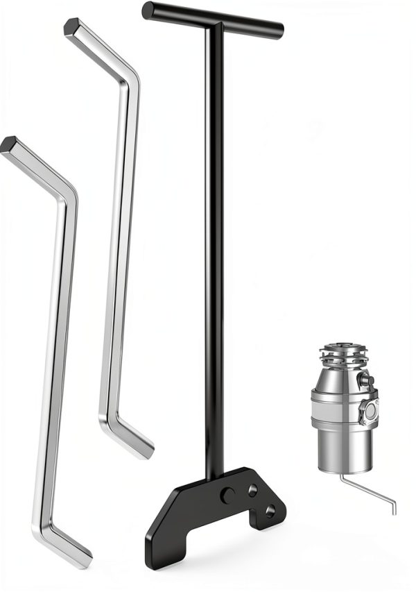 Garbage Disposal Wrench, Garbage Disposer Unjamming Wrench with 2 PCS Garbage Disposal Allen Wrench Tool, Designed to dislodge jams or clutter from above the sink -Black-0